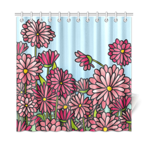 chrysantenum flower field pink floral Shower Curtain 72"x72"