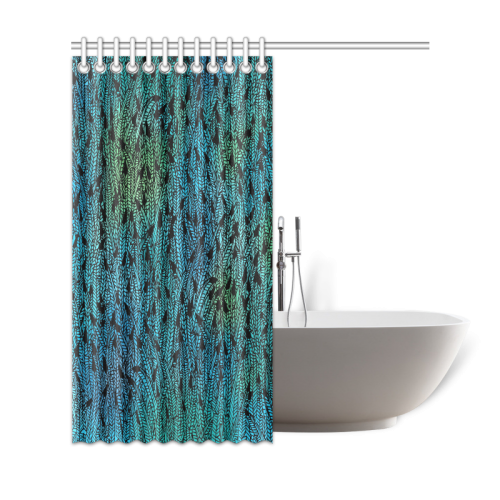 blue black feather pattern Shower Curtain 69"x72"
