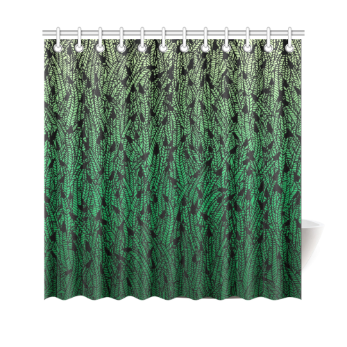green ombre feathers pattern black Shower Curtain 69"x70"
