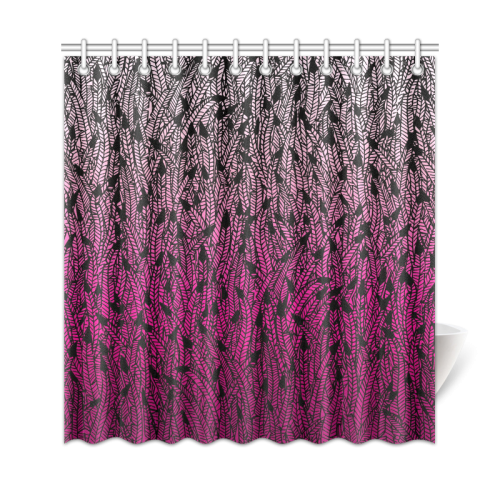 pink ombre feathers pattern black Shower Curtain 69"x72"