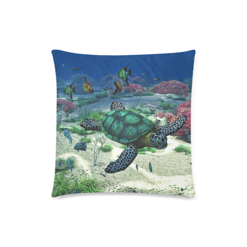 Sea Turtle Custom Zippered Pillow Case 18"x18" (one side)