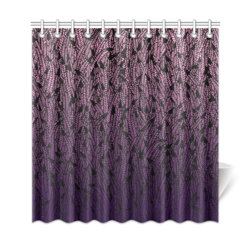 pink purple ombre feather pattern black Shower Curtain 69"x72"