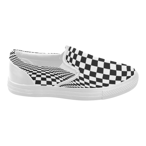 Optical Illusion Checkers Chequers Women's Slip-on Canvas Shoes (Model 019)