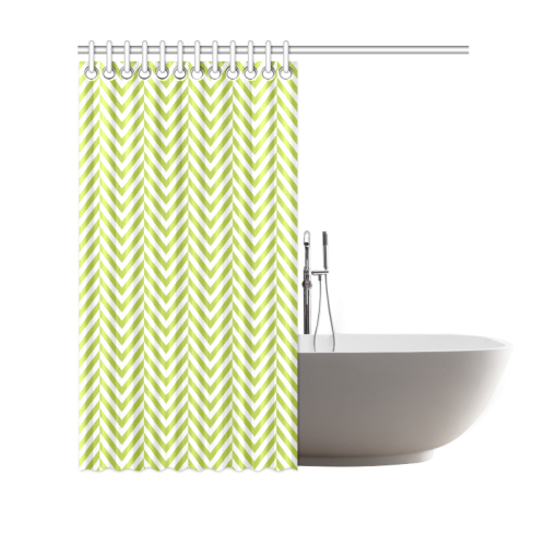 spring green and white classic chevron pattern Shower Curtain 69"x70"