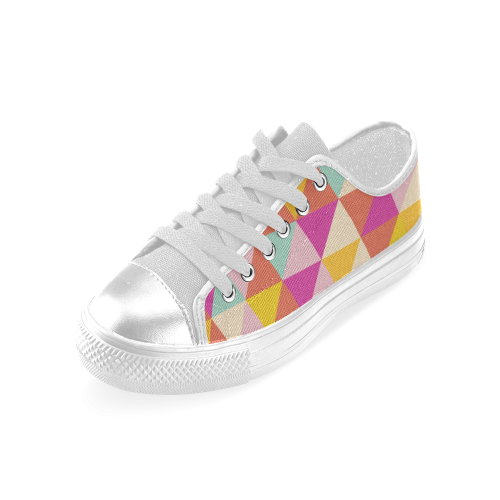 Yellow Geometric Triangle Pattern Women's Classic Canvas Shoes (Model 018)