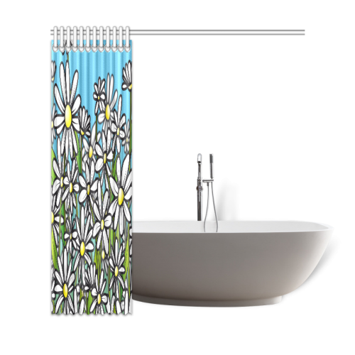 white daisy field flowers Shower Curtain 69"x72"