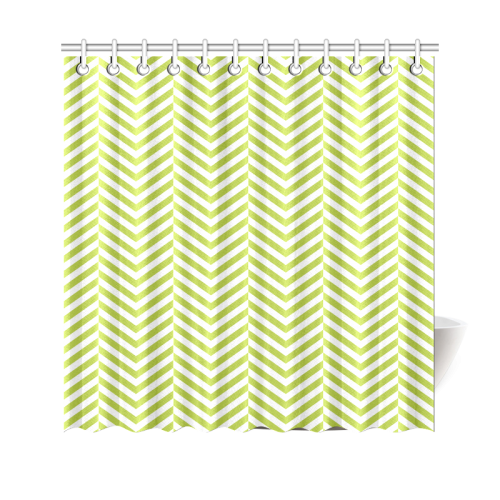 spring green and white classic chevron pattern Shower Curtain 69"x70"
