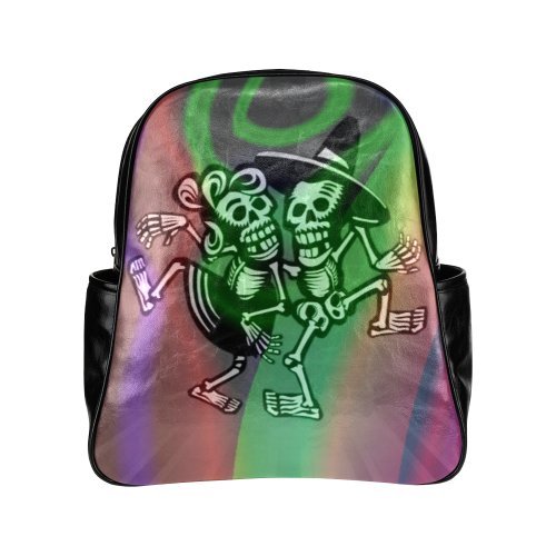 lets dance - Skulls colorful Multi-Pockets Backpack (Model 1636)