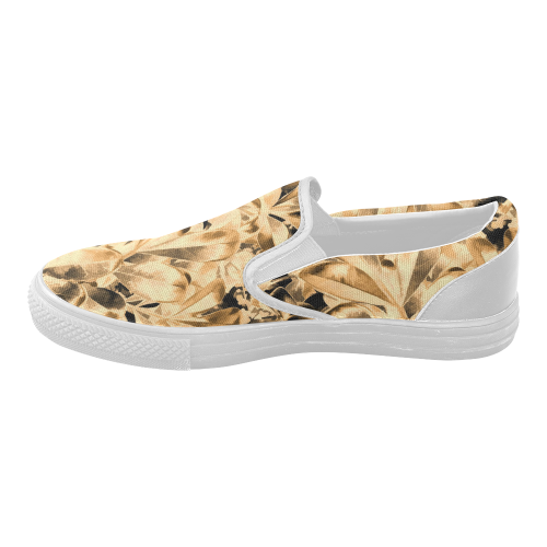 Foliage #2 Gold - Jera Nour Women's Slip-on Canvas Shoes (Model 019)