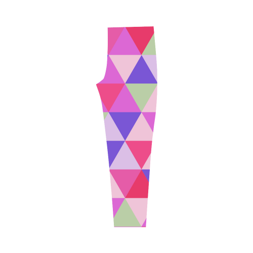 Pink Geometric Triangle Pattern Capri Legging (Model L02)