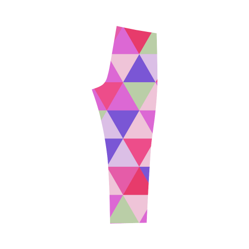 Pink Geometric Triangle Pattern Capri Legging (Model L02)