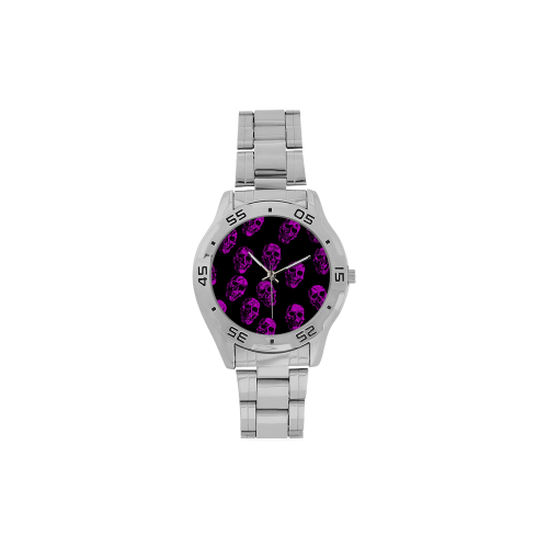 purple skulls Men's Stainless Steel Analog Watch(Model 108)