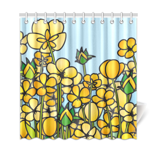 buttercup flower field yellow floral arrangement Shower Curtain 69"x72"