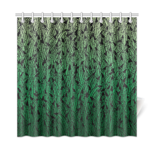 green ombre feathers pattern black Shower Curtain 72"x72"
