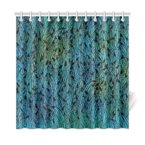 blue black feather pattern Shower Curtain 72"x72"