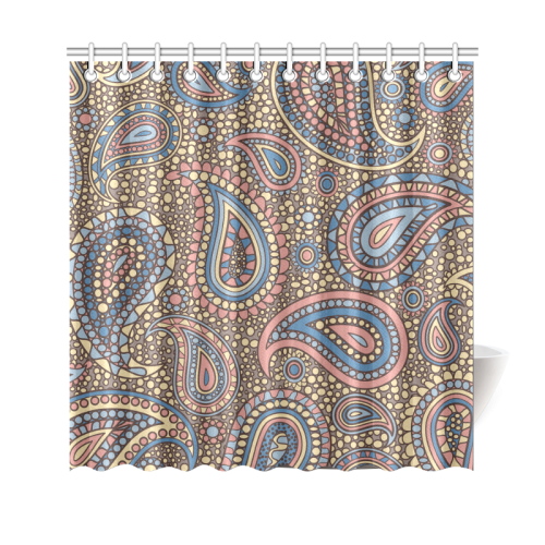 yellow blue pink paisley mosaic pattern Shower Curtain 69"x70"