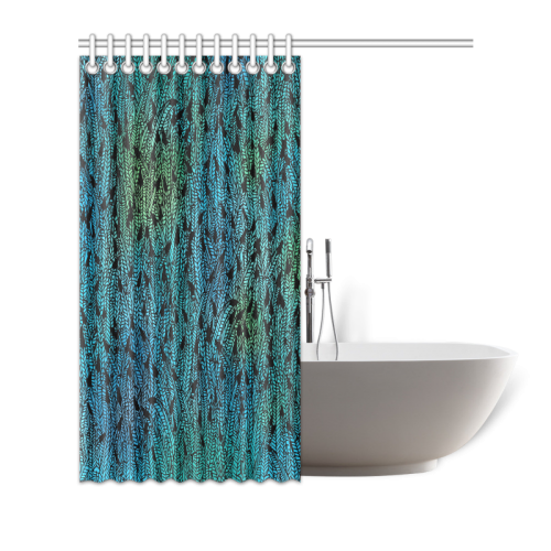 blue black feather pattern Shower Curtain 72"x72"