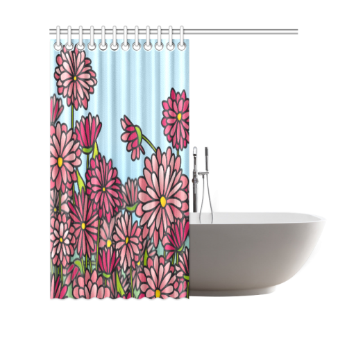 chrysantenum flower field pink floral Shower Curtain 69"x70"