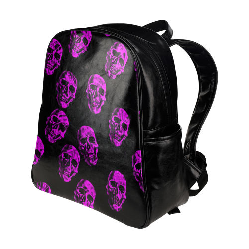 purple skulls Multi-Pockets Backpack (Model 1636)