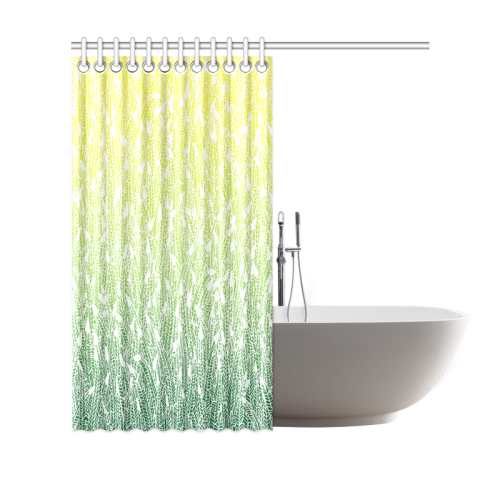 yellow green ombre feathers pattern white Shower Curtain 69"x70"