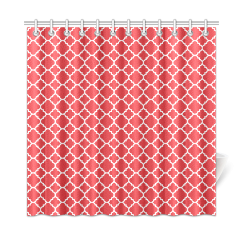 red white quatrefoil classic pattern Shower Curtain 72"x72"