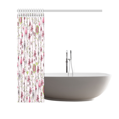 pink fantasy doodle flower pattern Shower Curtain 69"x70"