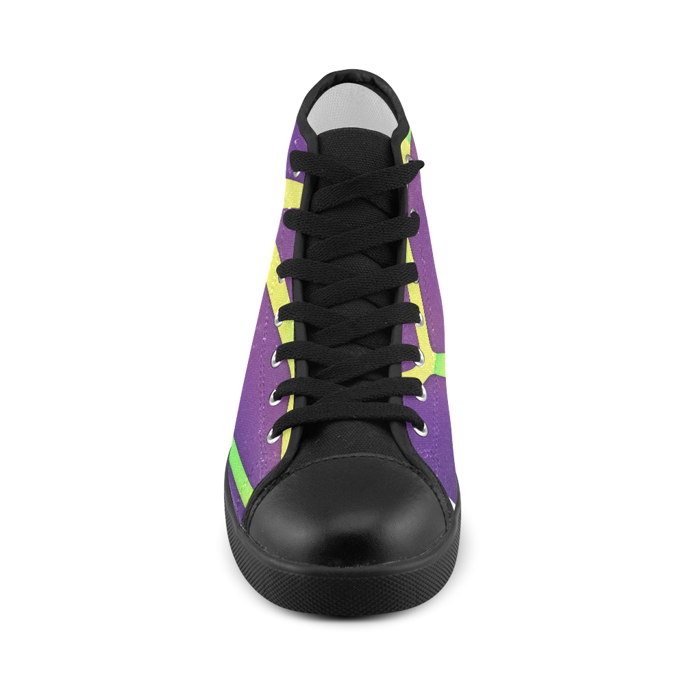 Eggplant (Black Trim) Women's High Top Canvas Shoes (Model 002) ID