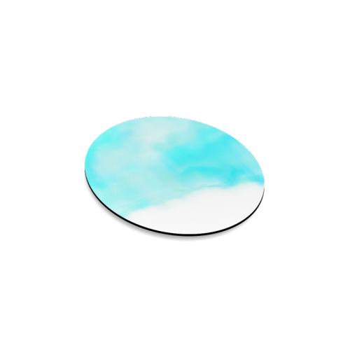 blue - turquoise bright watercolor abstract Round Coaster