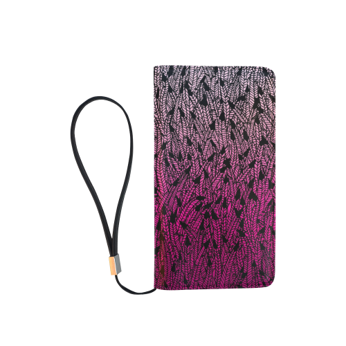 pink ombre feathers pattern black Men's Clutch Purse （Model 1638）