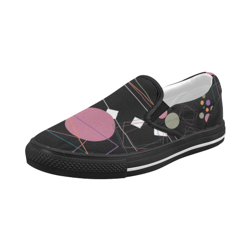 Jumble on Black Women's Slip-on Canvas Shoes (Model 019)