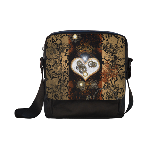 Steampunk, heart, clocks and gears Crossbody Nylon Bags (Model 1633)