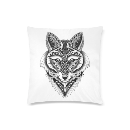 Foxy Wolf ornate animal drawing Custom Zippered Pillow Case 16"x16"(Twin Sides)