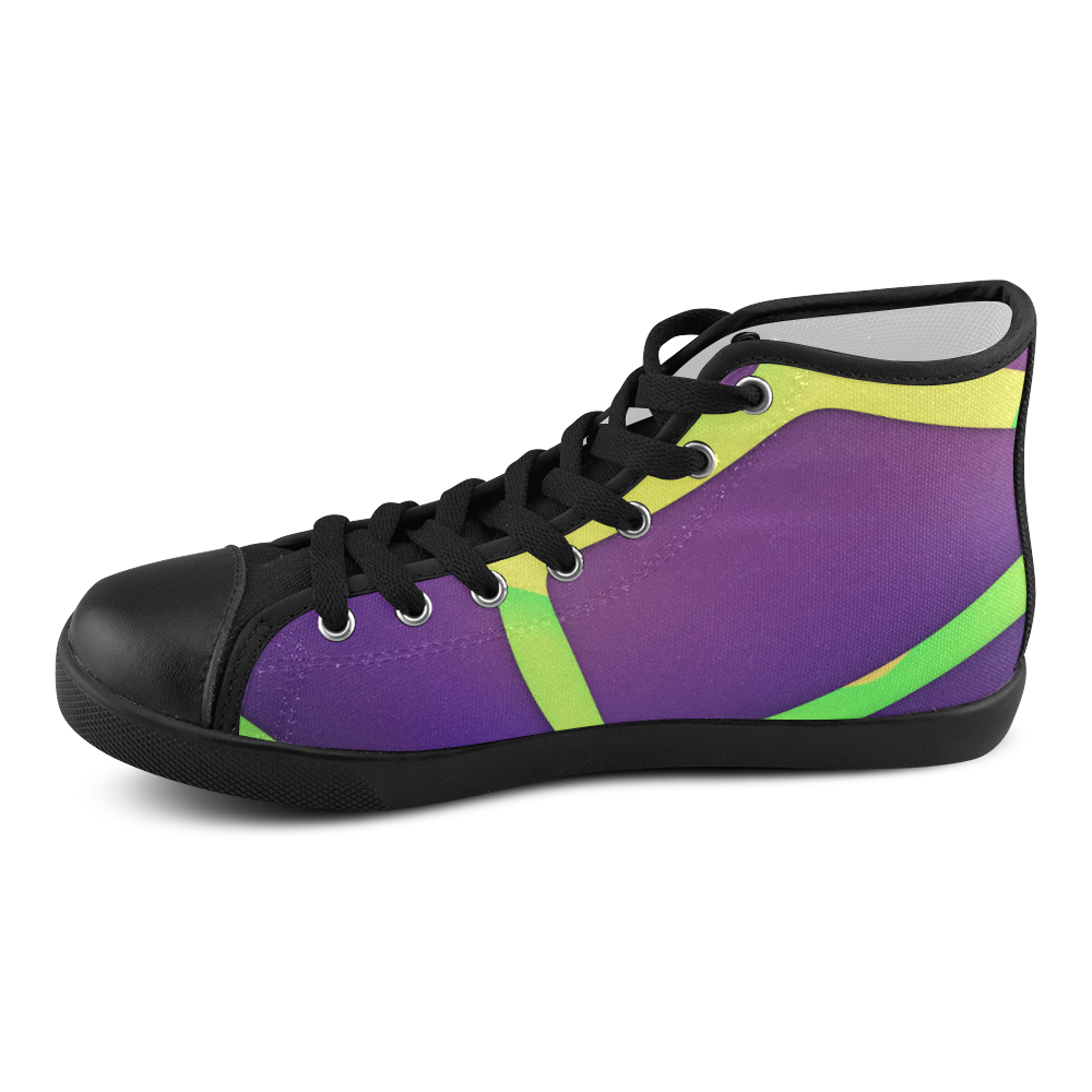 Eggplant (Black Trim) Women's High Top Canvas Shoes (Model 002) ID