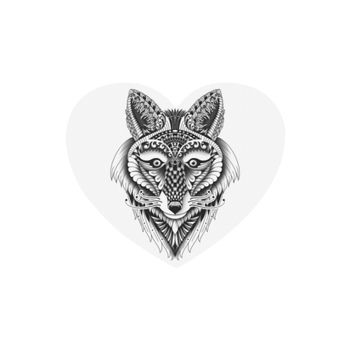 Foxy Wolf ornate animal drawing Heart-shaped Mousepad