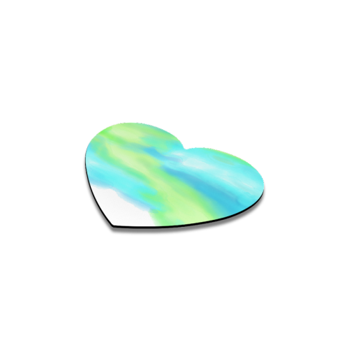 blue green water color abstract art Heart Coaster