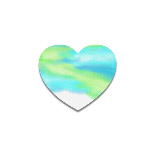 blue green water color abstract art Heart Coaster