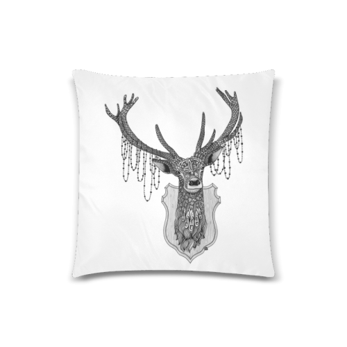 Ornate Deer head drawing - pattern art Custom Zippered Pillow Case 18"x18" (one side)