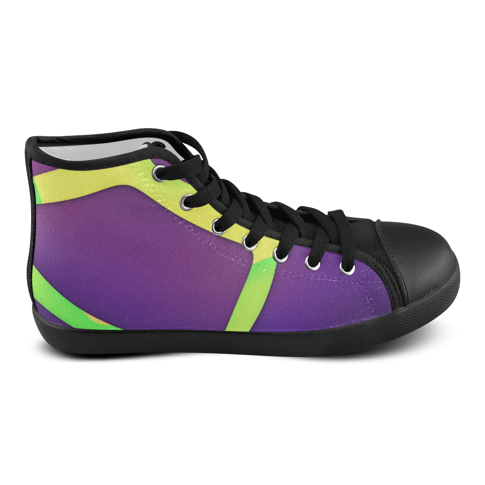 Eggplant (Black Trim) Women's High Top Canvas Shoes (Model 002) ID