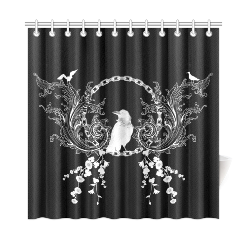 Crow in black and white Shower Curtain 72"x72"