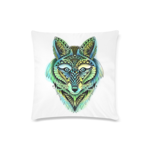 water color ornate foxy wolf head ornate drawing Custom Zippered Pillow Case 16"x16"(Twin Sides)