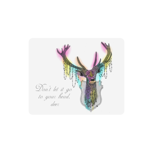 Watercolor deer head, ornate animal drawing Rectangle Mousepad