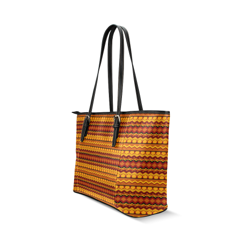 Gold Tribal Pattern Leather Tote Bag/Small (Model 1640)