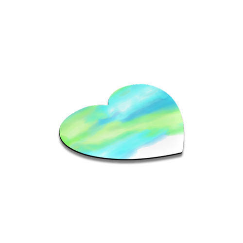 blue green water color abstract art Heart Coaster