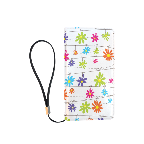 colorful flowers hanging on lines Men's Clutch Purse （Model 1638）