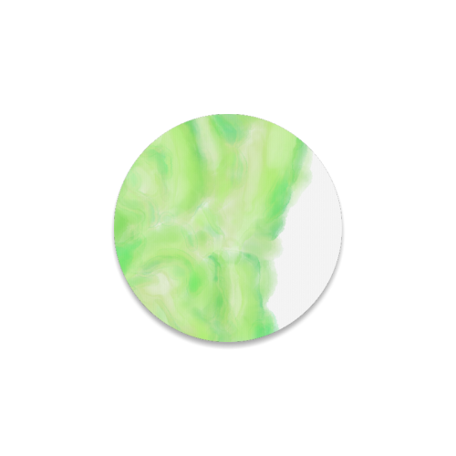 bright green watercolor abstract art Round Coaster