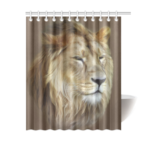 A magnificent painting Lion portrait Shower Curtain 60"x72"
