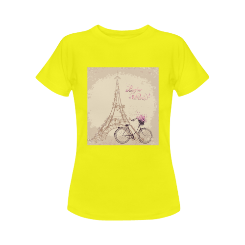 Romantic postcard from Paris. Eiffel Tower and bic Women's Classic T-Shirt (Model T17）