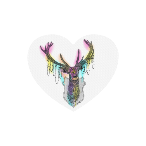 Watercolor deer head, ornate animal drawing Heart-shaped Mousepad