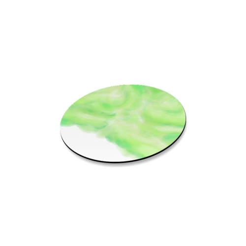 bright green watercolor abstract art Round Coaster