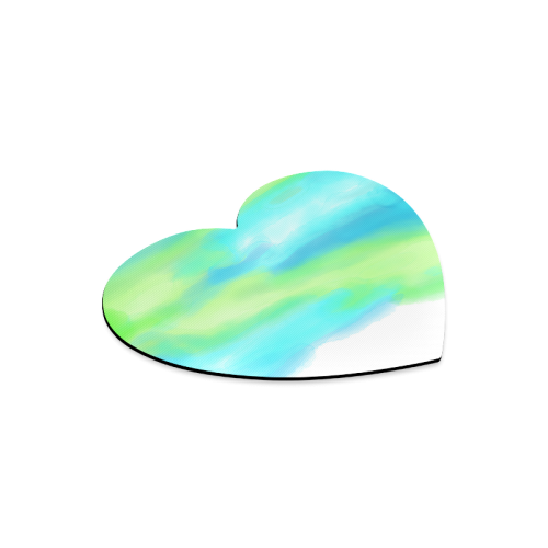 blue green water color abstract art Heart-shaped Mousepad